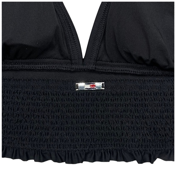 Tommy Hilfiger Black Smocked Halter Bikini Womens Swim Top Size Small - Picture 8 of 11